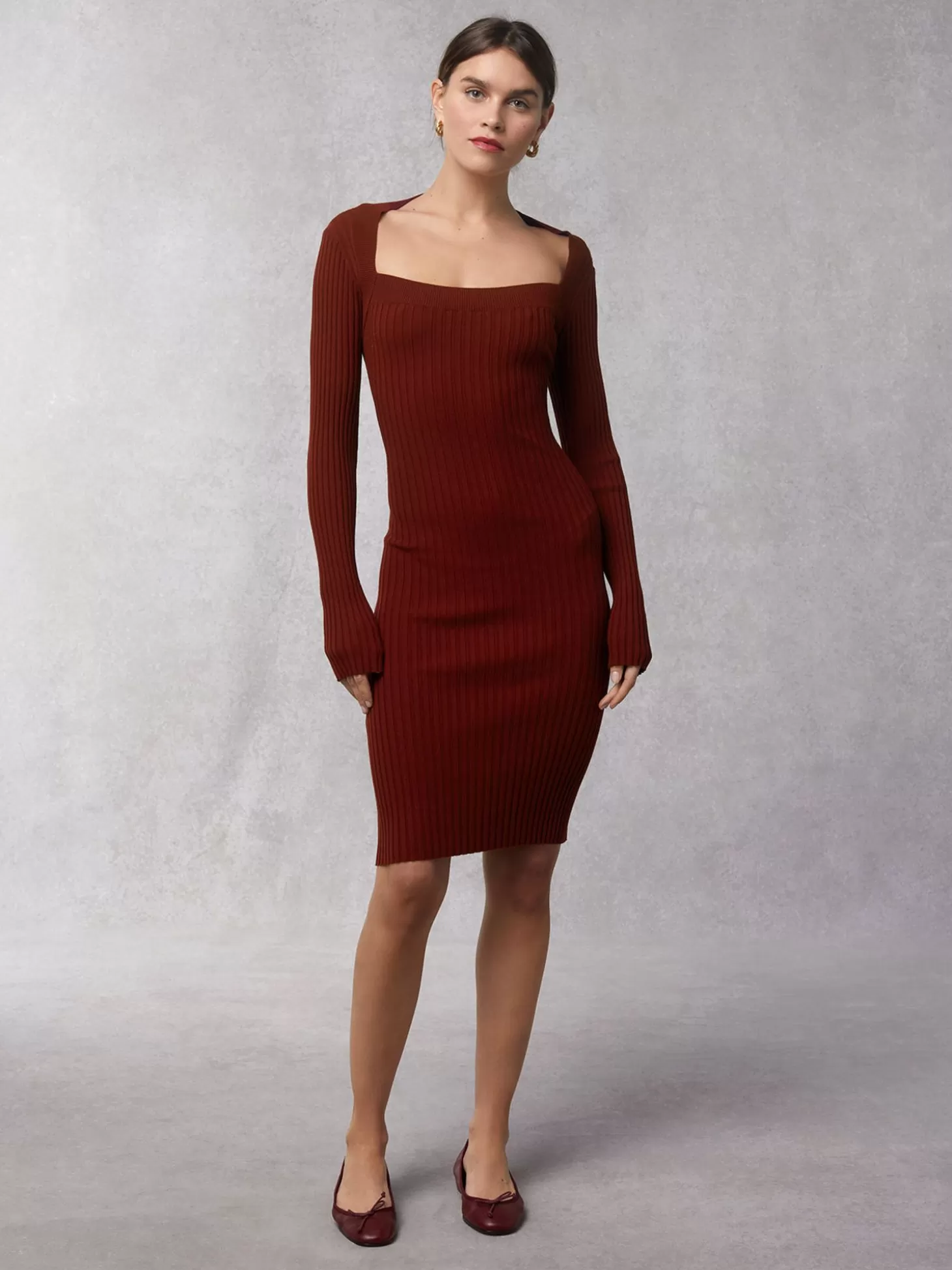 Rouje Alma Dress Uni Bordeaux | Clothing