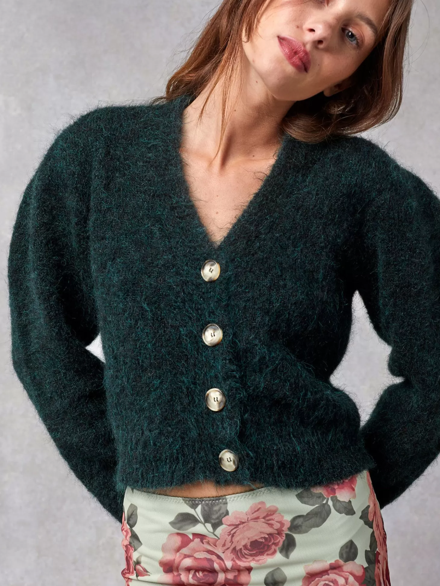 Rouje Nona Cardigan Uni Vert Fonce | Clothing