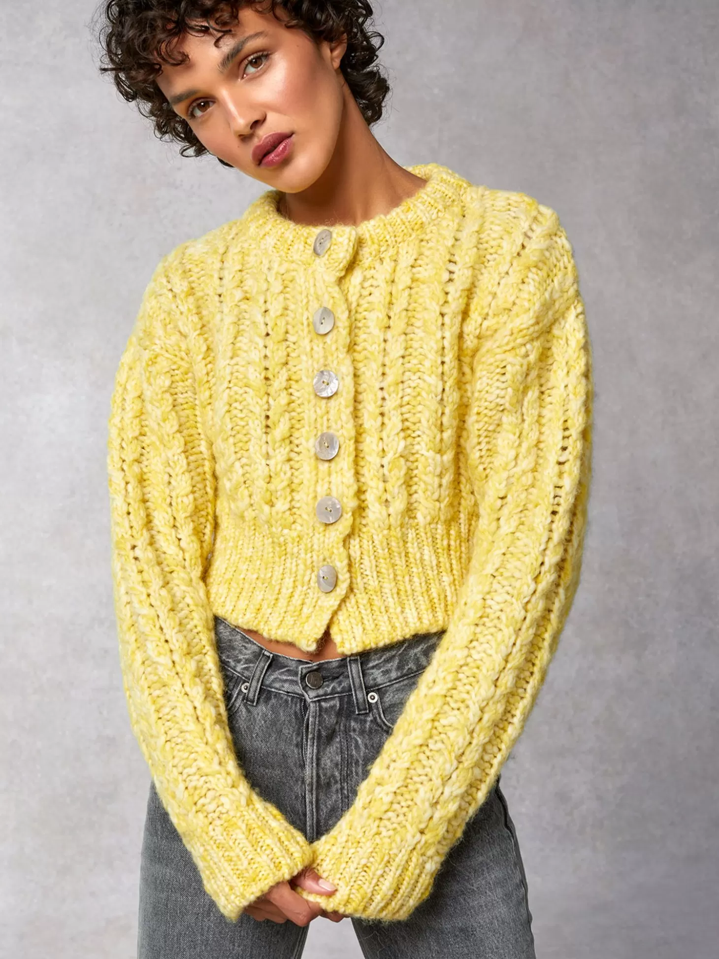 Rouje Silva Cardigan Uni Jaune | Clothing