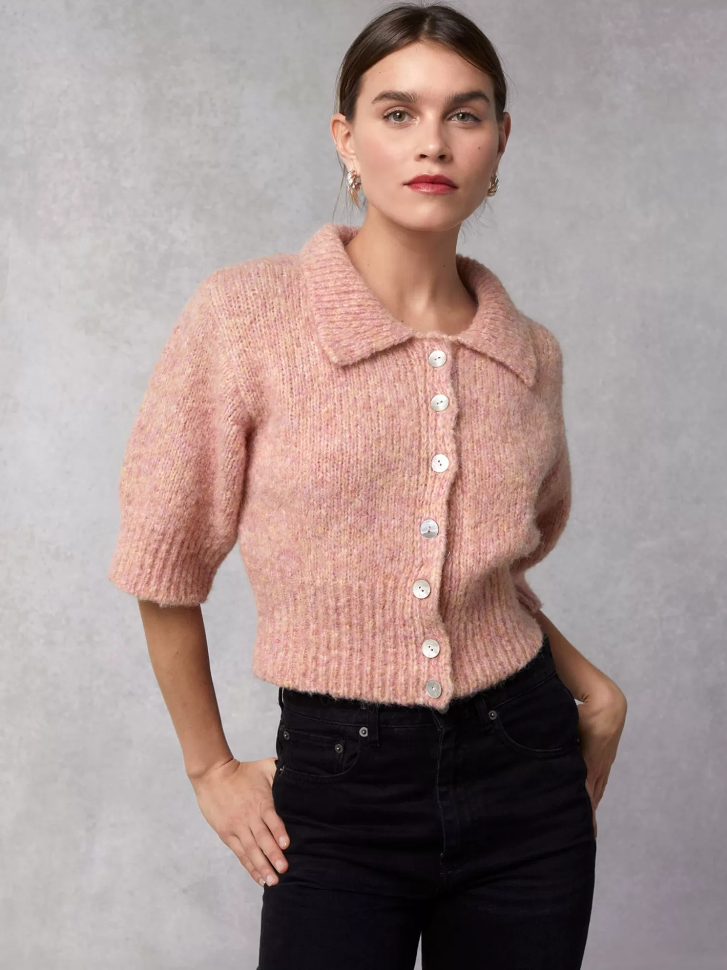 Rouje Yves Cardigan Uni Rose | Clothing