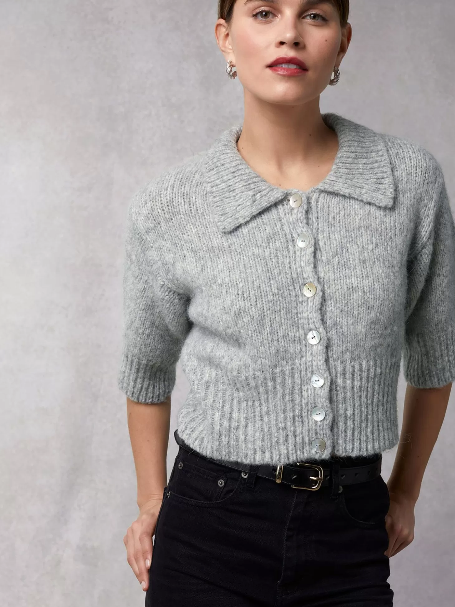 Rouje Yves Cardigan Uni Gris Clair | Clothing